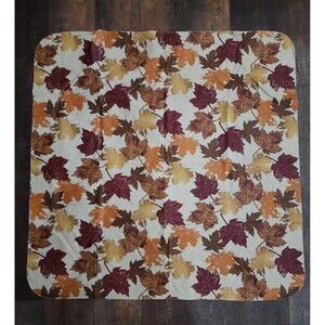 Colorful Autumn Leaves Vinyl Flannel Back Thanksgiving Tablecloth Square 52"